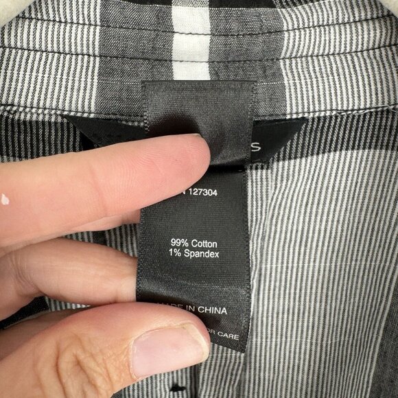 Ali Miles Top Women’s large L black plaid oversized  blouse shirt workwear - Picture 3 of 6